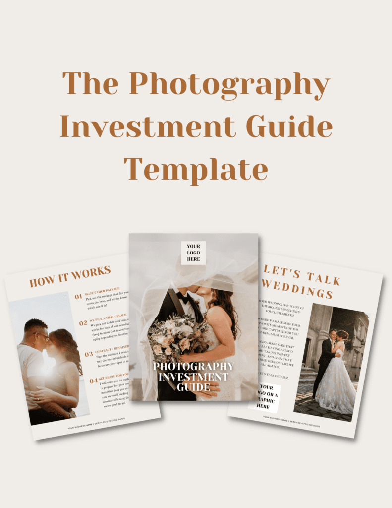 investment guide template for photographers and business owners. clearly communicate your brand & eliminate confusion for clients