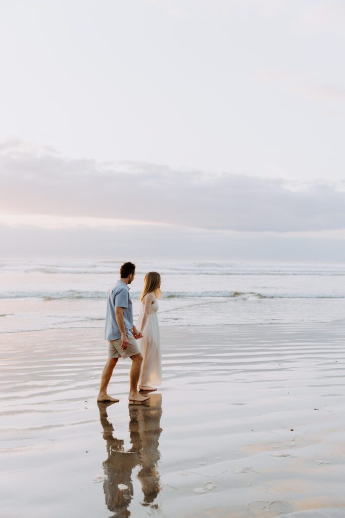 golden hour beach engagement photos